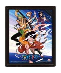 One Piece Póster Efecto 3D Straw Hat Pirates Assault 26 x 20 cm