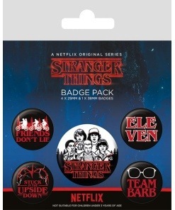 Stranger Things Pack 5 Chapas Characters