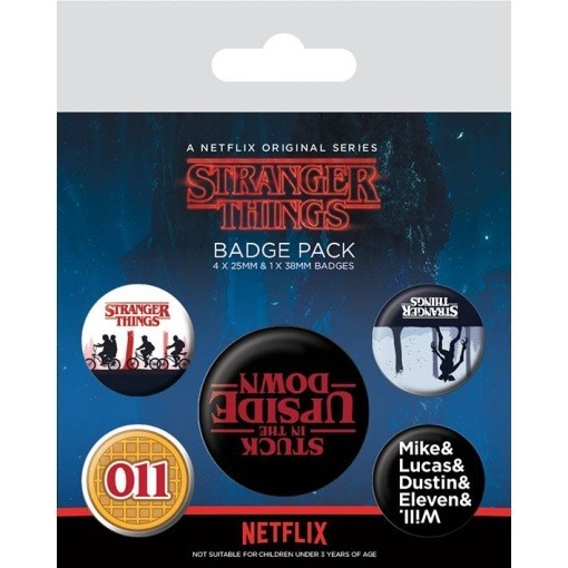 Stranger Things Pack 5 Chapas Upside Down