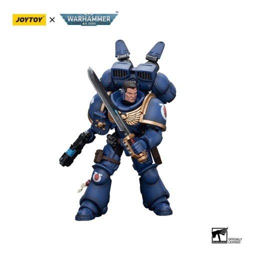 Warhammer 40k Figura 1/18 Ultramarines Jump Pack Intercessors Sergeant With Plasma Pistol And Power Sword 12 cm