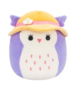 Squishmallows Peluche Purple Owl with Sun Hat Holly 18 cm