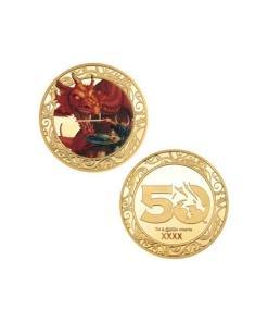 Dungeons & Dragons Moneda 50th Anniversary with Colour Print 24k Gold Plated Edition 4 cm