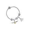 Harry Potter Brazalete Charm Set Deathly Hallows/Snitch/3 Spell Beads (bañado en plata)