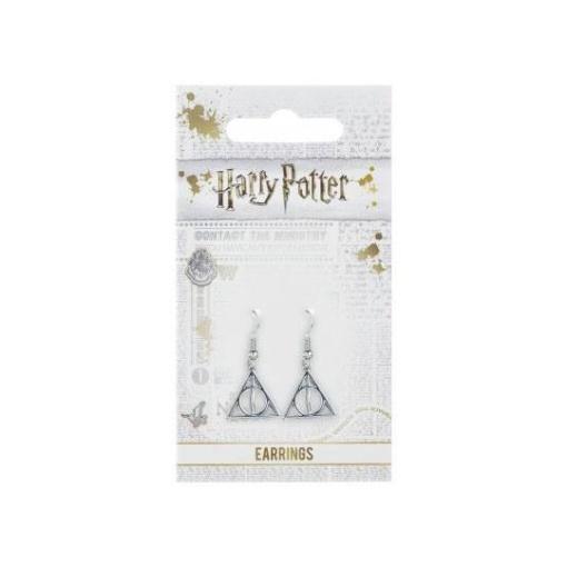 Harry Potter Pendientes Deathly Hallows (bañado en plata)