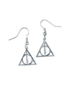 Harry Potter Pendientes Deathly Hallows (bañado en plata)