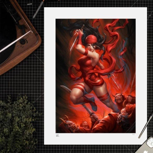 Marvel Litografia Elektra vs The Hand 46 x 61 cm - sin marco