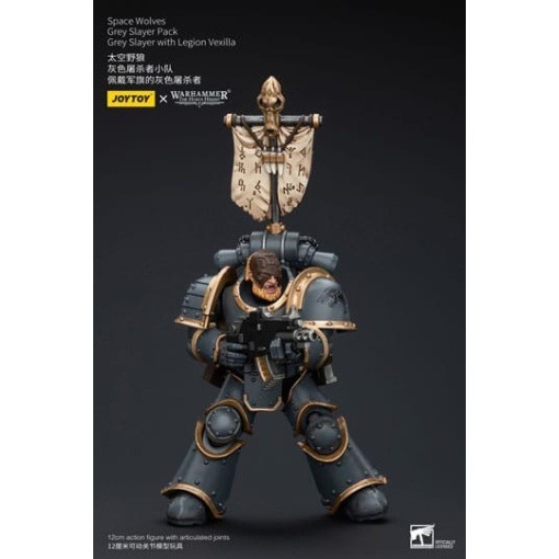 Warhammer The Horus Heresy Figura 1/18 Space Wolves Grey Slayer Pack Grey Slayer With Legion Vexilla 12 cm