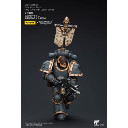 Warhammer The Horus Heresy Figura 1/18 Space Wolves Grey Slayer Pack Grey Slayer With Legion Vexilla 12 cm