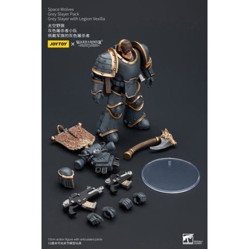 Warhammer The Horus Heresy Figura 1/18 Space Wolves Grey Slayer Pack Grey Slayer With Legion Vexilla 12 cm