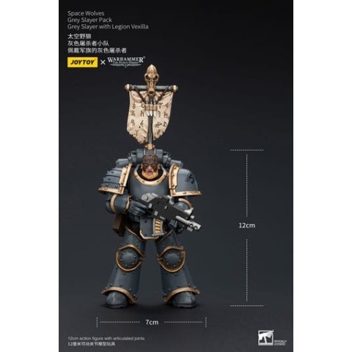 Warhammer The Horus Heresy Figura 1/18 Space Wolves Grey Slayer Pack Grey Slayer With Legion Vexilla 12 cm