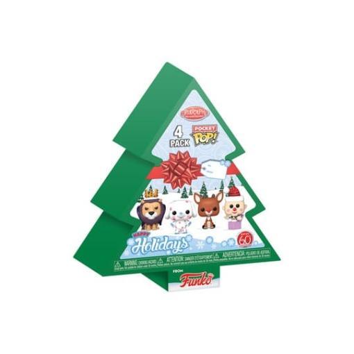 Rudolph Holiday 2024 Pack de 4 Llaveros Pocket POP! Vinyl Tree Holiday Box 4 cm