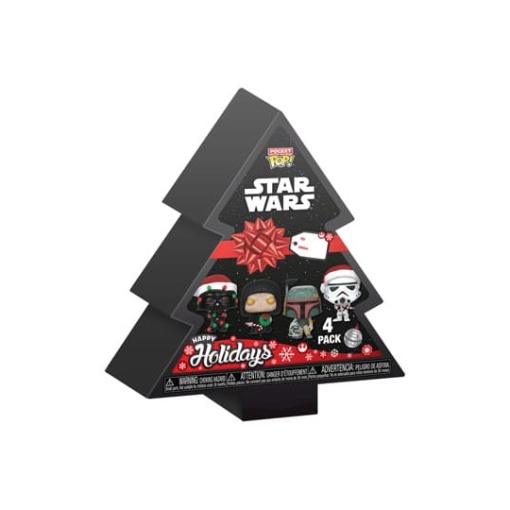 Star Wars Holiday 2024 Pack de 4 Llaveros Pocket POP! Vinyl Tree Holiday Box 4 cm