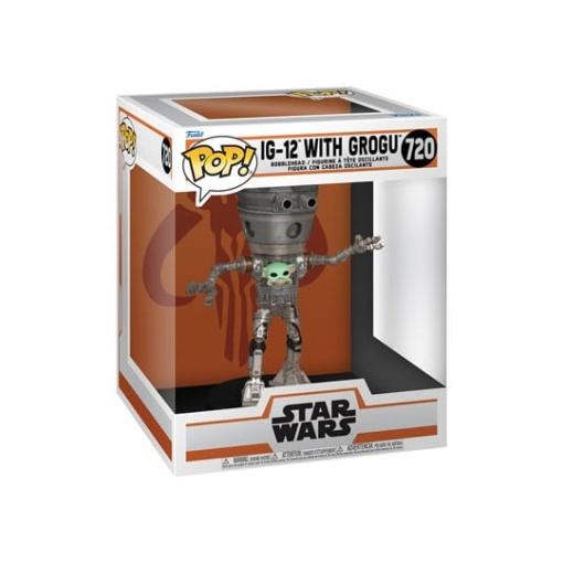 Star Wars: The Mandalorian POP! Deluxe Vinyl Bobblehead Figura IG-12 with Grogu 17 cm