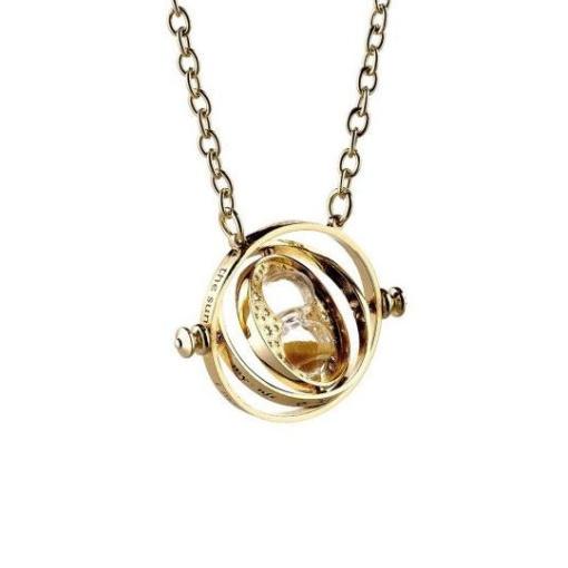 Harry Potter Collar con Colgante Spinning Time Turner (bañado en oro)