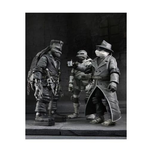 Universal Monsters x Teenage Mutant Ninja Turtles pack de 4 Figuras Turtles Black & White 18 cm