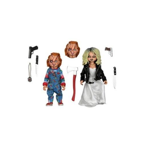 La novia de Chucky Pack de 2 Figuras Clothed Chucky & Tiffany 14 cm - Embalaje dañado