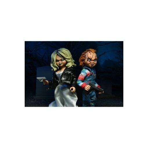 La novia de Chucky Pack de 2 Figuras Clothed Chucky & Tiffany 14 cm - Embalaje dañado