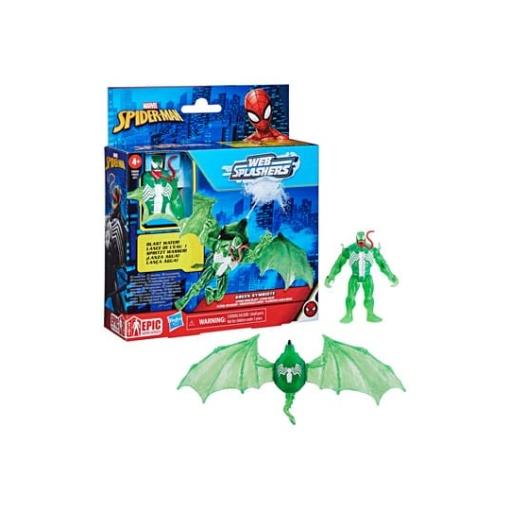 Spider-Man Epic Hero Series Web Splashers Figura Green Symbiote Hydro Wing Blast 10 cm