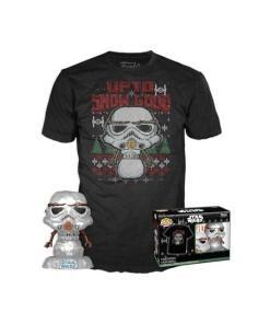 Star Wars The Mandalorian POP! & Tee Set de Minifigura y Camiseta Holiday Stormtrooper(MT)