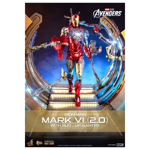 Marvel Los Vengadores Figura Movie Masterpiece Diecast 1/6 Iron Man Mark VI (2.0) with Suit-Up Gantry 32 cm - Embalaje dañado