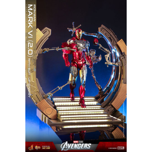 Marvel Los Vengadores Figura Movie Masterpiece Diecast 1/6 Iron Man Mark VI (2.0) with Suit-Up Gantry 32 cm - Embalaje dañado