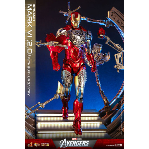 Marvel Los Vengadores Figura Movie Masterpiece Diecast 1/6 Iron Man Mark VI (2.0) with Suit-Up Gantry 32 cm - Embalaje dañado