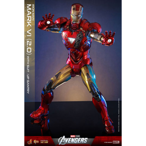 Marvel Los Vengadores Figura Movie Masterpiece Diecast 1/6 Iron Man Mark VI (2.0) with Suit-Up Gantry 32 cm - Embalaje dañado