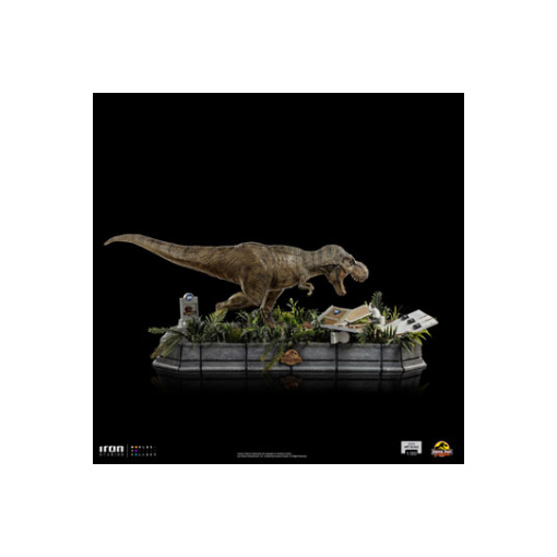 Parque Jurásico Estatua 1/20 Demi Art Scale T-Rex attacks Donald Gennaro 30 cm - Embalaje dañado