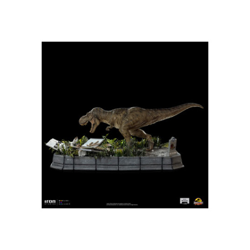 Parque Jurásico Estatua 1/20 Demi Art Scale T-Rex attacks Donald Gennaro 30 cm - Embalaje dañado