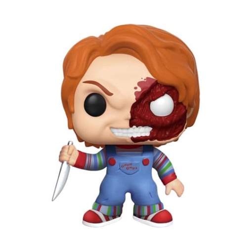 Chucky el muñeco diabólico Figura POP! Movies Vinyl (Exc) Chucky Half (BD) 9 cm