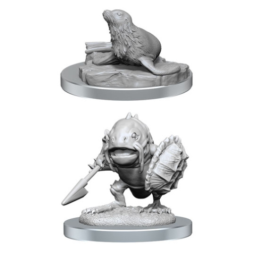 D&D Nolzur's Marvelous Miniatures Pack de 2 Miniaturas sin pintar Locathah & Seal