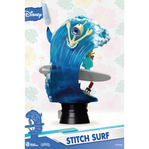 Disney Summer Series Diorama PVC D-Stage Stitch Surf 15 cm