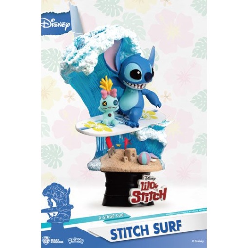 Disney Summer Series Diorama PVC D-Stage Stitch Surf 15 cm