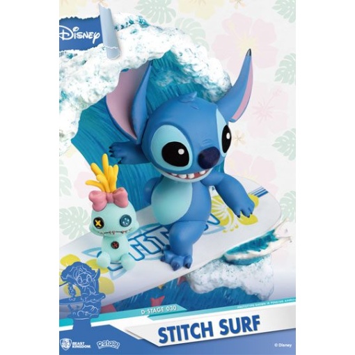 Disney Summer Series Diorama PVC D-Stage Stitch Surf 15 cm