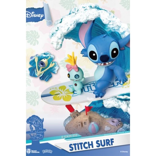 Disney Summer Series Diorama PVC D-Stage Stitch Surf 15 cm