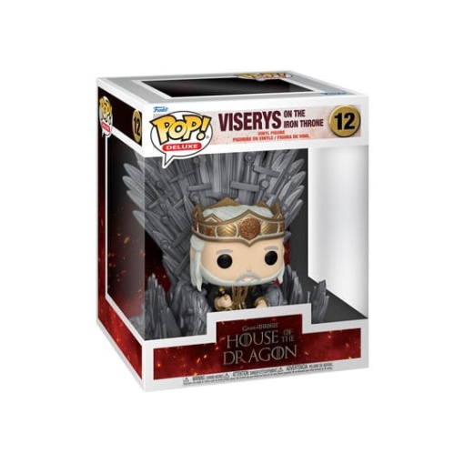 La casa del dragón POP! Deluxe Vinyl Figura Viserys on Throne 9 cm