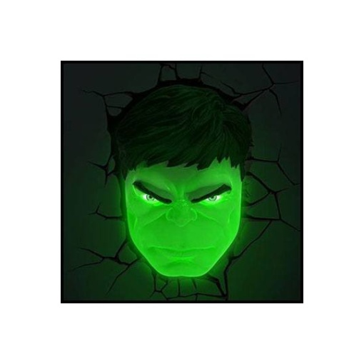 Marvel Comics Lámpara 3D LED Hulk Face 3D