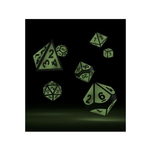 Oakie Doakie Dice Dados RPG-Set Metal Glow in the Dark - Druid's Blaze (7)