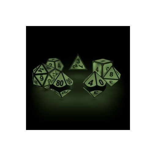 Oakie Doakie Dice Dados RPG-Set Metal Glow in the Dark - Druid's Blaze (7)