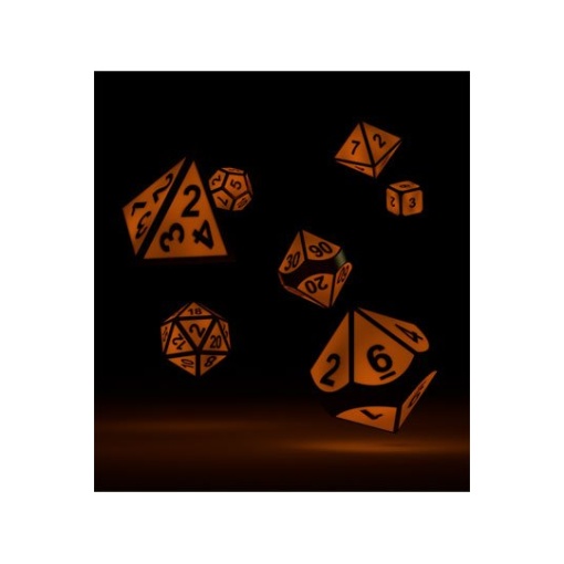 Oakie Doakie Dice Dados RPG-Set Metal Glow in the Dark - Golden Princess (7)