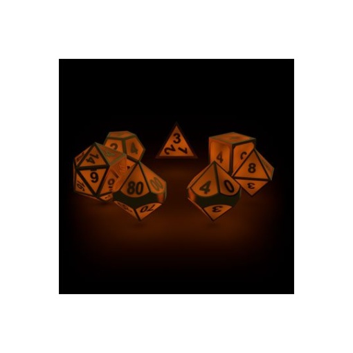 Oakie Doakie Dice Dados RPG-Set Metal Glow in the Dark - Golden Princess (7)