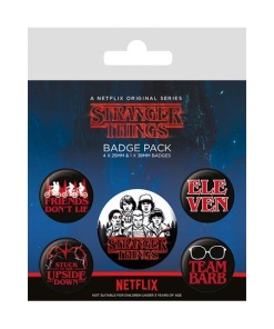 Stranger Things Pack 5 Chapas Characters