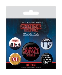 Stranger Things Pack 5 Chapas Upside Down