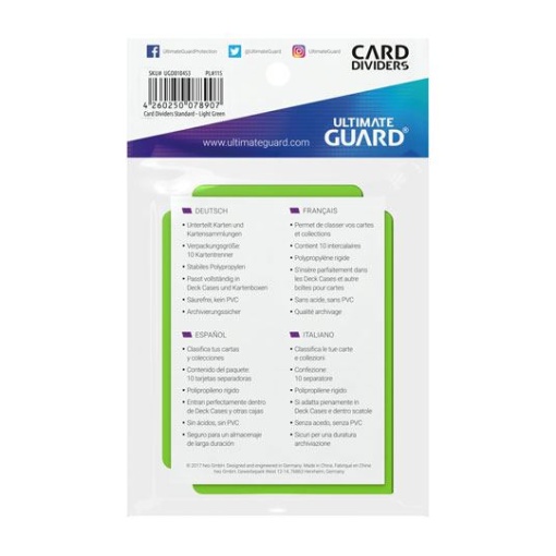 Ultimate Guard Card Dividers Tarjetas Separadoras para Cartas Tamaño Estándar Verde Claro (10)